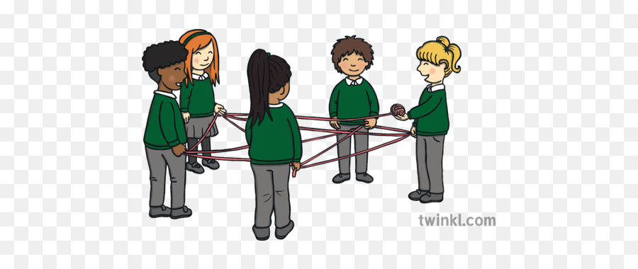 Group Task Wool Web Children In Circle Game Ks1 Illustration - Sharing Png,Circle Game Png
