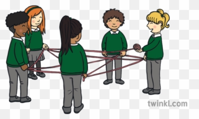 Group Task Wool Web Children In Circle Game Ks1 Illustration - Sharing png