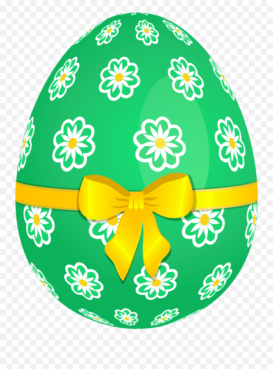 Picture Egg Yellow Bow Green Flowers - Green Easter Egg Png,Green Bow Png
