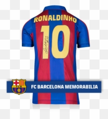 Ronaldinho Official Fc Barcelona Back Signed Retro Home Shirt With Fan Style Numbers - Fcbescola png