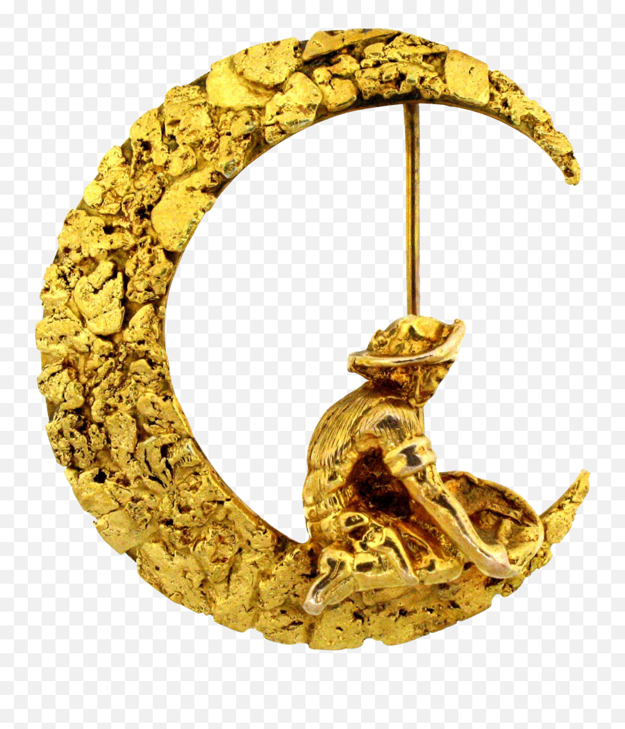 Gold Nugget Crescent Brooch - Fish Png,Gold Nugget Png