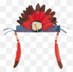 Anoki Indian Feather Head Band Red Black - Headband Png