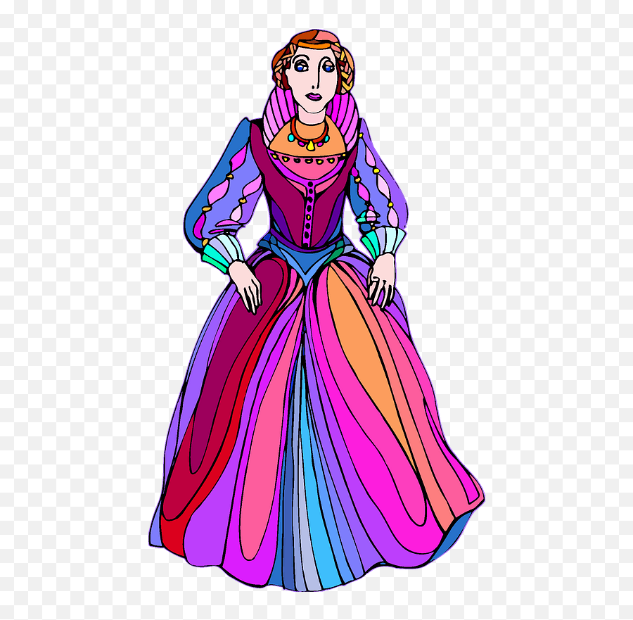 Princess In Colorful Dress Clipart Free Download - Colorful Dress Clipart Png,Princess Png