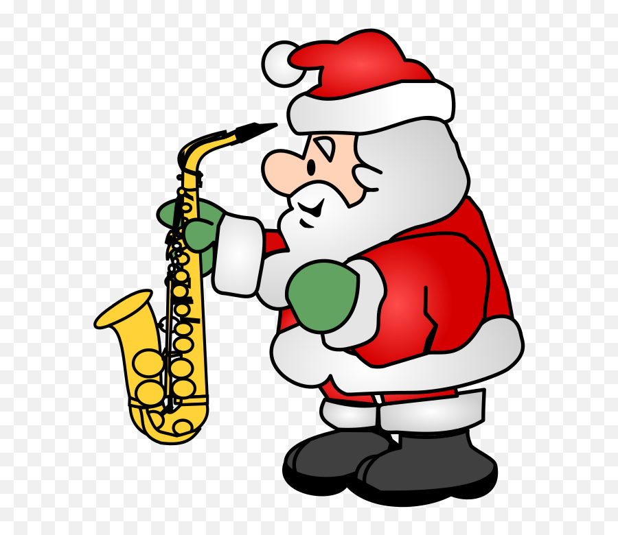 Santa With A Sax - Openclipart Santa Claus Entregando Regalos Animado Png,Saxophone Clipart Png