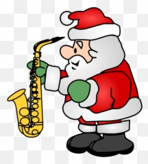 Santa With A Sax - Openclipart Santa Claus Entregando Regalos Animado Png,Saxophone Clipart Png
