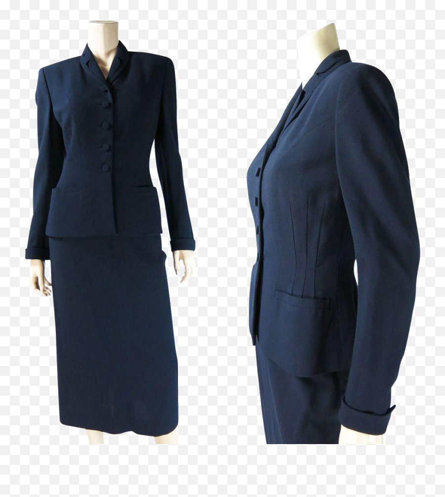 1950u0027s Vintage Henri Bendel Navy Blue Wool Skirt Suit - Navy Blue Winter Coat Womens Png,Henri Bendel Logo