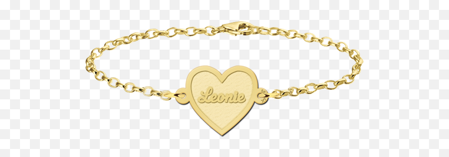 Gold Heart Bracelet Including Engraving - Gouden Armband Met Naam Png,Gold Heart Png
