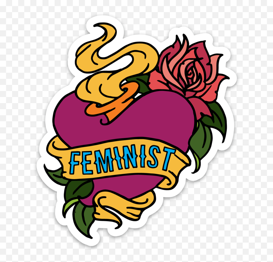 Download Hd Feminist Tattoo Sticker - Traditional Heart Tattoo Drawings Png,Feminism Png