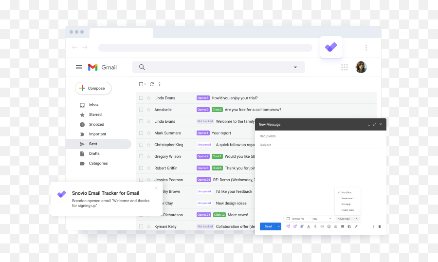Free Email Tracker For Gmail U2022 Install Now Snovio - Vertical Png,Email Settings Icon