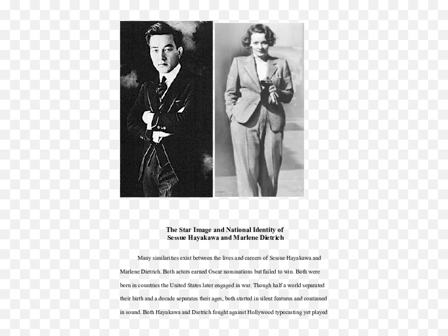 Doc The Star Image And National Identity Of Sessue Hayakawa - Tuxedo Png,Marlene Dietrich Fashion Icon