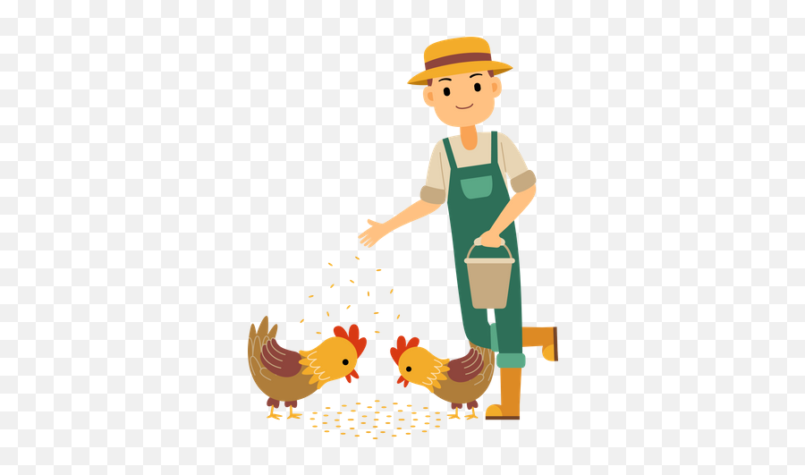 Best Premium Male Farmer Feeding Chicken And Rooster - Feed Chicken Clipart Png,How To Get Rooster Icon