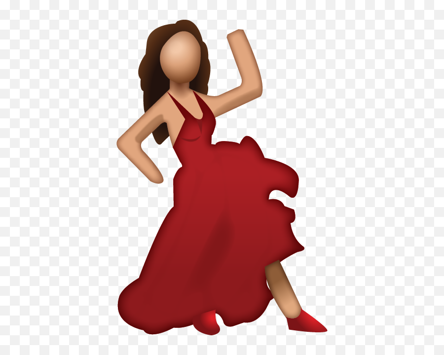 Dancer With Red Dress Emoji - Girl In Red Dress Emoji Png,Dress Png