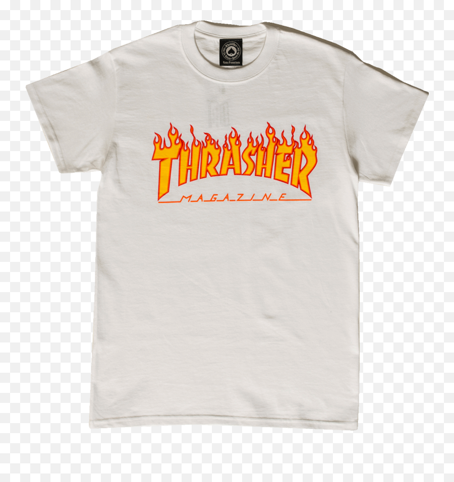 Thrasher T - Shirts Flame Logo Tshirt Grey 311019charcoal White Thrasher Shirt Png,Thrasher Logo Png