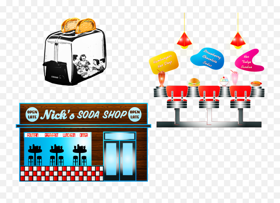 Retro 1950u0027s Clip Art Soda Shop - Free Image On Pixabay Clip Art Png,Sodas Png