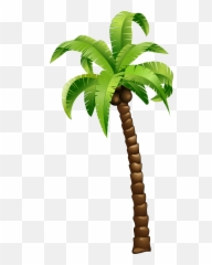 Cartoon Green Coconut Tree - Palm Png