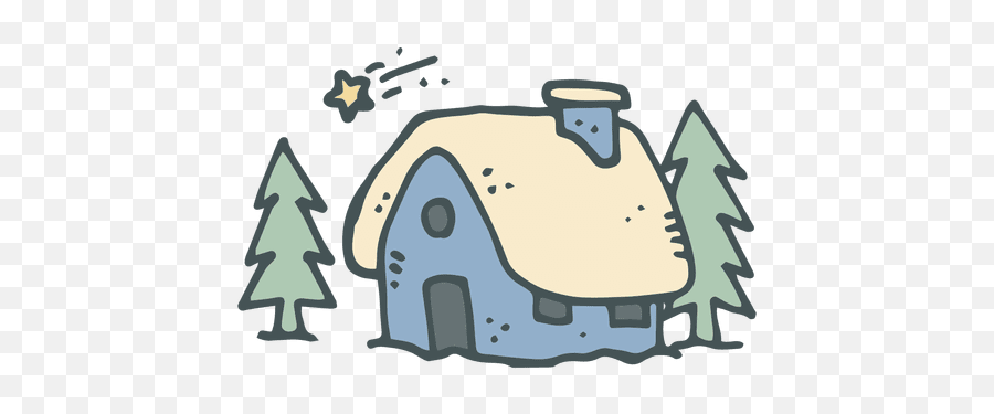Snowy Cottage Hand Drawn Cartoon Icon - Casa Con Nieve Png,Cottage Png