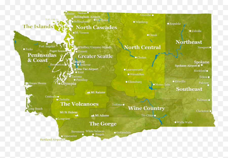 Experience Wa - Washington State Map Of Cities Png,Washington State Png