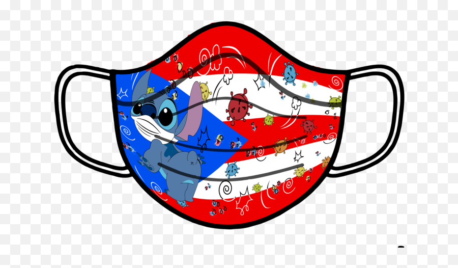 Stitch Puerto Rico Flag Mask We Are All Quarantined Here Best Day Ever The One Were I Was 2020 - Serveware Png,Puerto Rican Flag Png