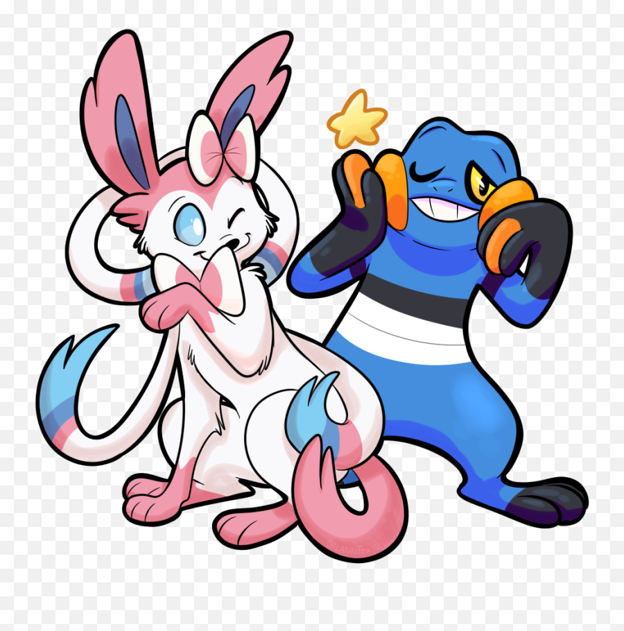 Sylveon Croagunk Sticker - Fictional Character Png,Sylveon Png