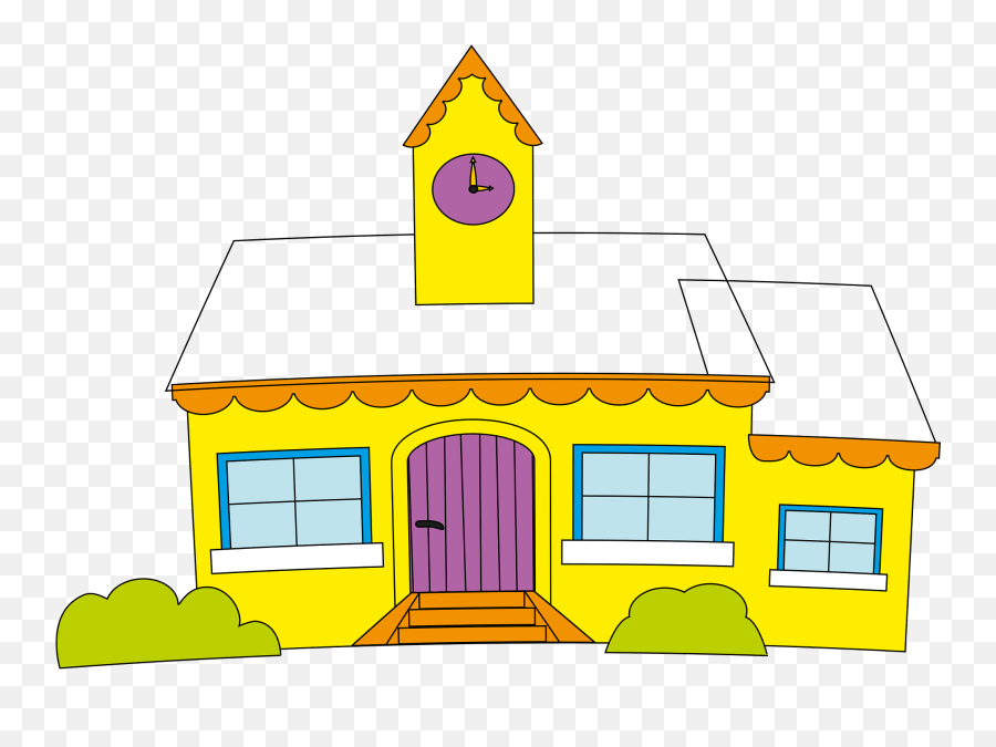 School Clipart Free Download Transparent Png Creazilla - School Building Cartoon Blue,School Emoji Transparent