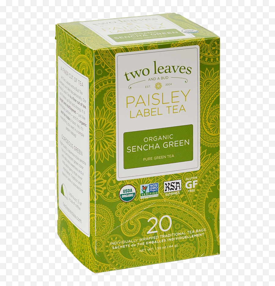 Paisley Organic Sencha Green Tea Two Leaves And A Bud - Product Label Png,Tea Bag Icon