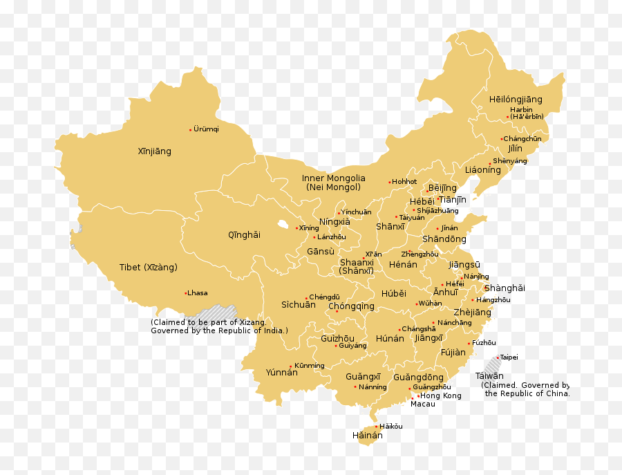 China - Wikipedia China Regions Png,Unicom Icon Bone White