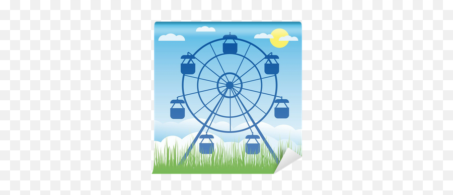 Wall Mural Ferris Wheel Vector Illustration Amusement Park - Amusement Park Ferris Wheel Cartoon Png,Ferris Wheel Icon