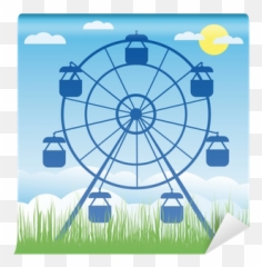 Wall Mural Ferris Wheel Vector Illustration Amusement Park - Park Wheel Cartoon png