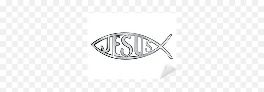 Sticker Silver Christian Fish Symbol - Illustration Pixershk Language Png,Jesus Fish Icon