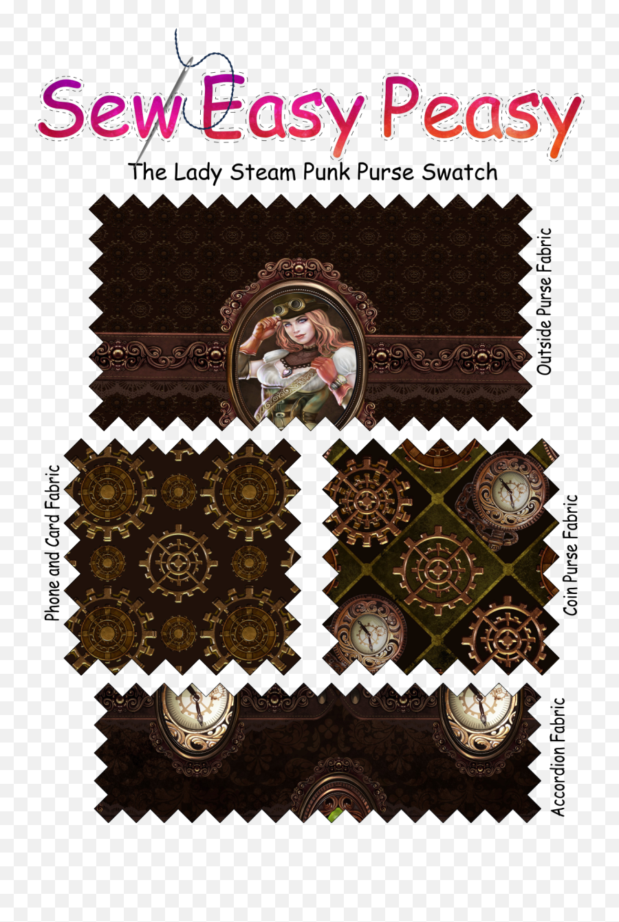 Sew Easy Peasy Lady Steampunk Purse Png