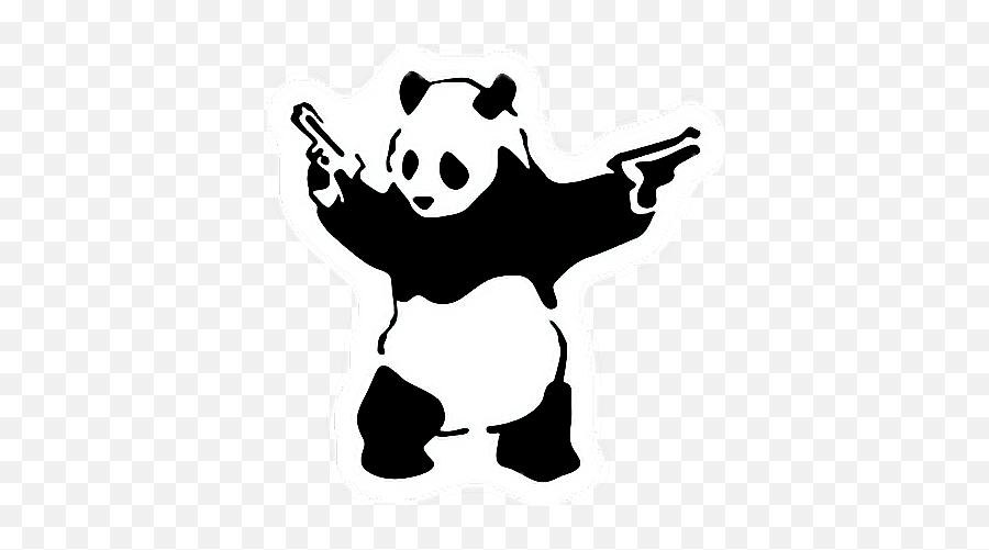 Stickerbanksyartofbanksypandastencilanimalblack - Banksy Panda Png,Banksy Png