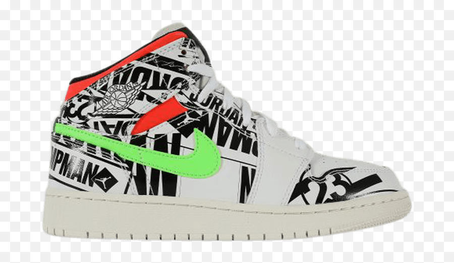 Air Jordan 1 Mid Gs All Over Logos - Air Jordan 1 Mid Gs All Over Logos Png,Air Jordan Logo Png