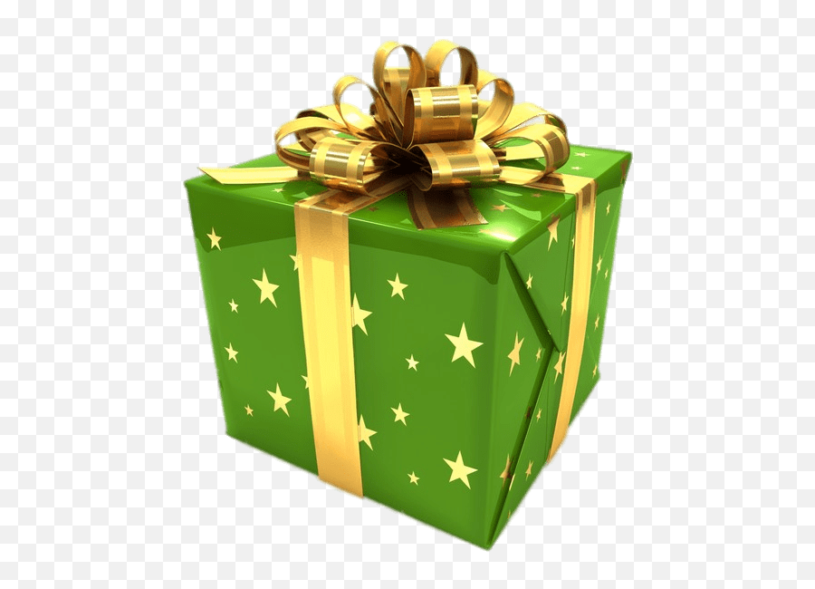 Green Gift Box With Golden Ribbon - Green Gift Box Png,Golden Ribbon Png
