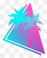 Retro 80s 90s Vaporwave Palm Trees Gift Pink Blue Design Greeting Card - For Logo png