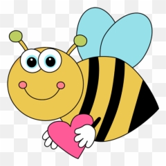 Flying Cartoon Valentine Bee With Heart Clip Art - Flying Transparent Spelling Bee Png,Cartoon Heart Png
