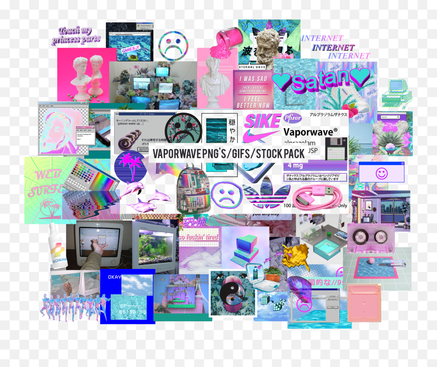 Free Vaporwave Background Posted Png Transparent