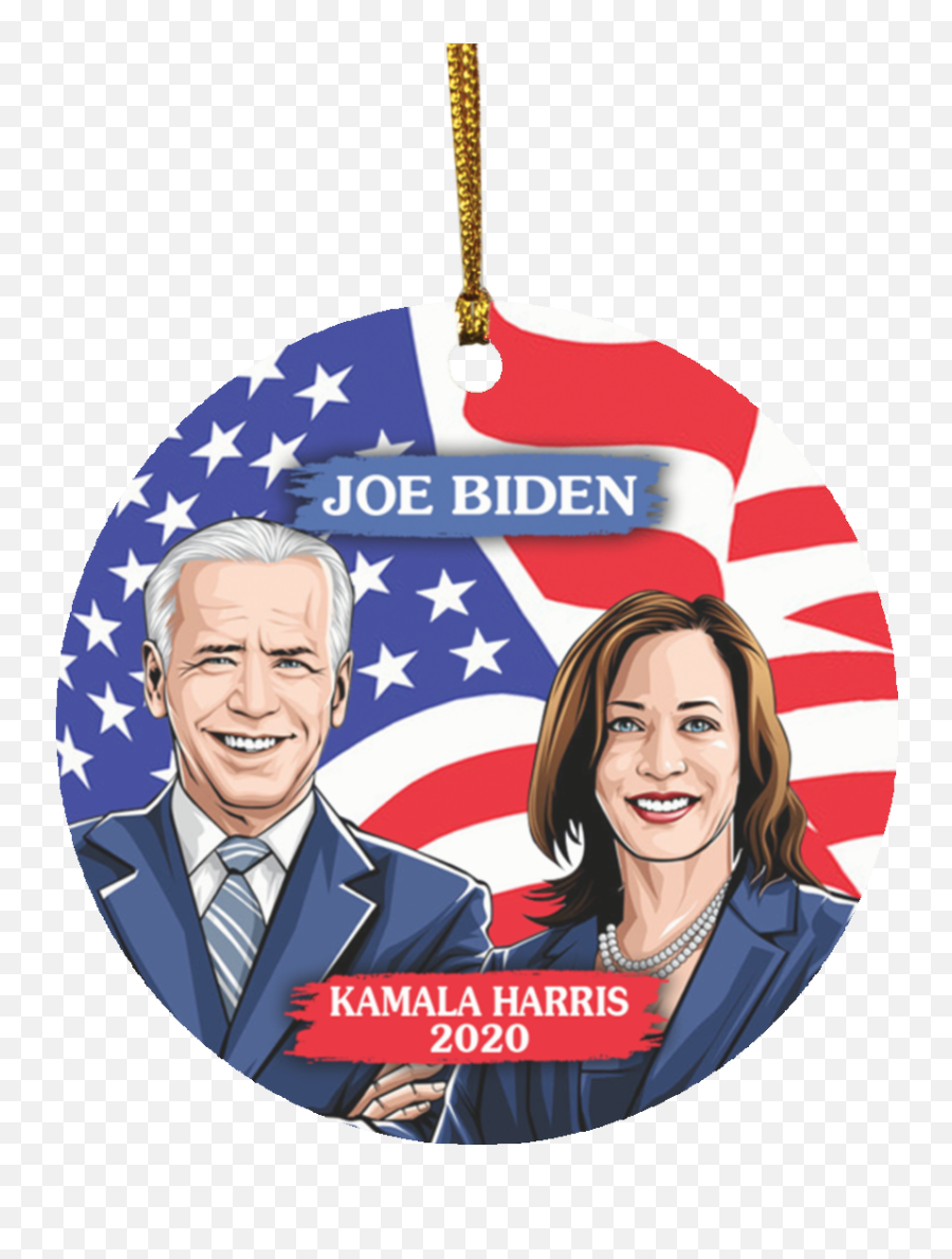 Joe Biden Kamala Harris 2020 Us Flag Decorative Christmas Ornament - Holiday Flat Circle Ornament Event Png,American Flag Circle Png