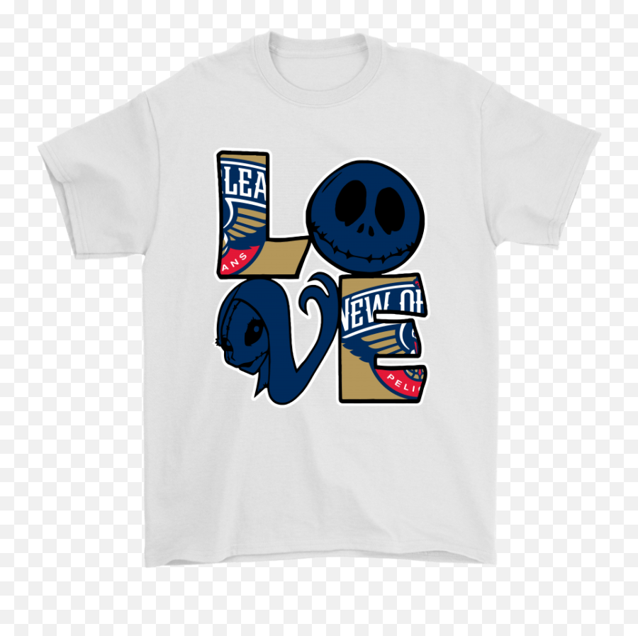 Halloween Jack And Sally Love The New Orleans Pelicans Nba - Short Sleeve Png,New Orleans Pelicans Logo Png