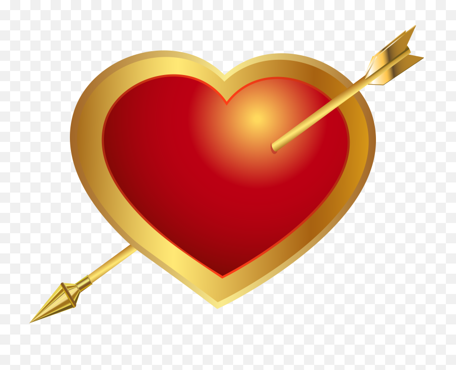 Heart Png - Heart With Arrow Png,Gold Heart Png