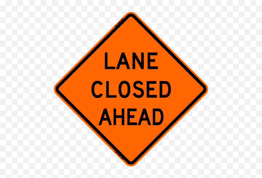 Lane Closed Ahead Work Zone Warning Sign Bone Safety Signs - Dot Png,Warning Icon Transparent