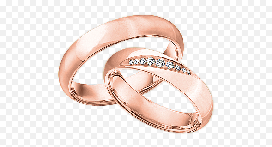 Wedding Ring In Red Gold Of 585 Assay Value With Diamonds - Red Gold Wedding Ring Png,Red Ring Png