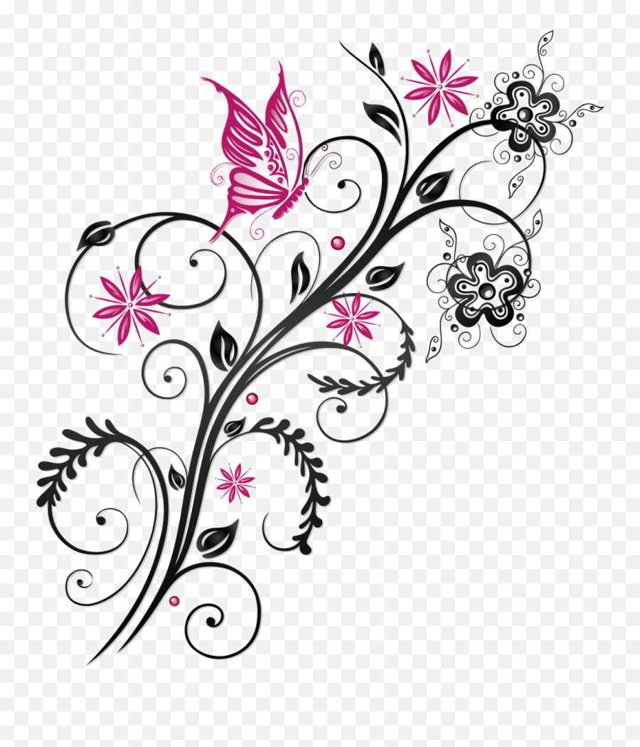Butterfly Floral Flower Ornament - Butterfly With Flower Vector Png,Ornament Png