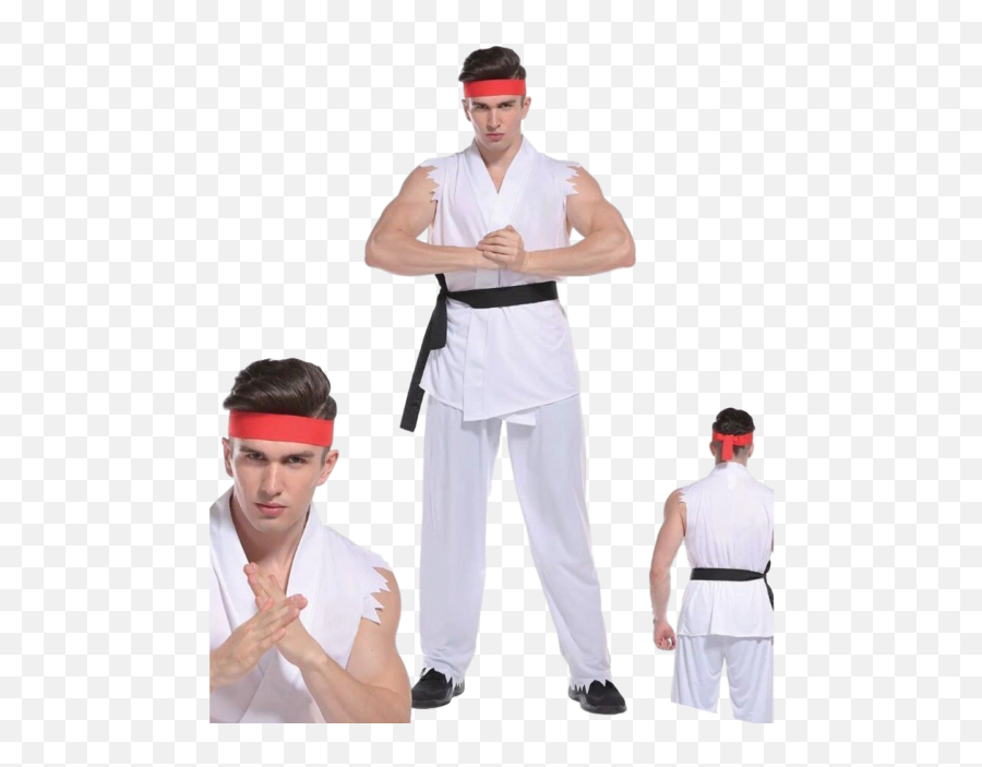 Deluxe Adult Mens Street Fighter Costume Cobra Karate Kid Ryu Kungfu Fancy Dress - Karate Kid Costume Png,Ryu Transparent