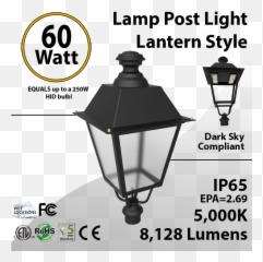 Post Light 60w Led Lantern Style 8128 Lm 5000k Etl Dlc - Federal Communications Commission png