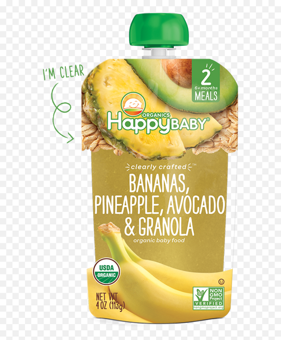 Organic Bananas Pineapple Avocado U0026 Granola 113g - Happy Baby Bananas Png,Avocado Transparent