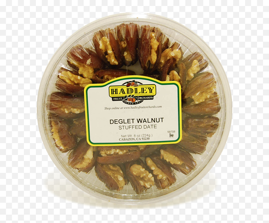 Download Hd Deglet Walnut Stuffed Date 8oz - Walnut Dates Hadley Fruit Orchards Png,Dates Png