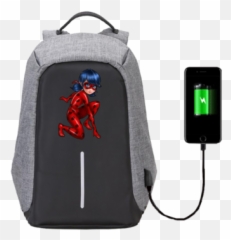 18 Miraculous Ladybug Usb Backpack School Bag - Lopásbiztos Hátizsák Png,Miraculous Ladybug Png
