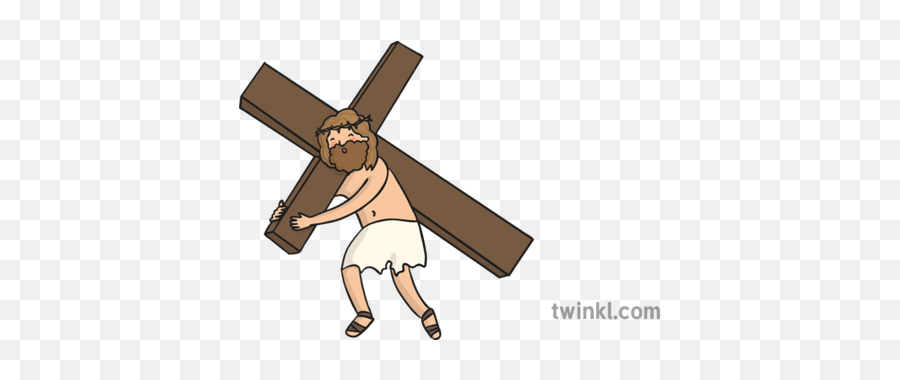 Jesus Carrying Cross Illustration - Twinkl Symbols Of Easter Information Png,Jesus On The Cross Png