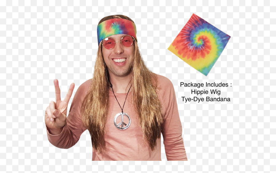 Hippie Wig Tie Dye Bandana 60s 70s - Tie Dye Hippie Png,70s Png