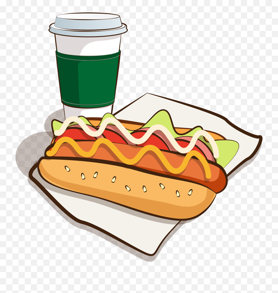 Hot Dog Coffee Food Cartoon Png And Transparent